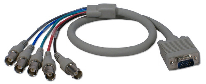 QVS 0.6m VGA - 5 BNC f/m 0.6m VGA (D-Sub) 5 x BNC Grau Videokabel-Adapter