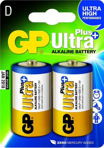 GP Batteries Ultra Plus Alkaline D Щелочной 1.5В батарейки