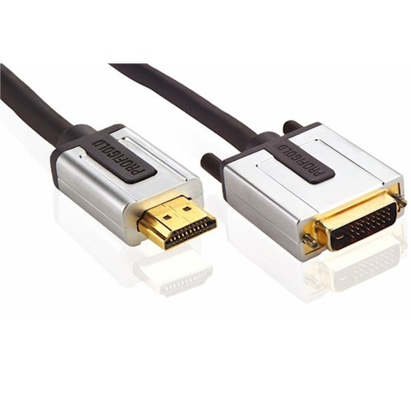 Profigold High Definition HDMI - DVI Interconnect (HDMI male - DVI male), 2m 2m HDMI Black