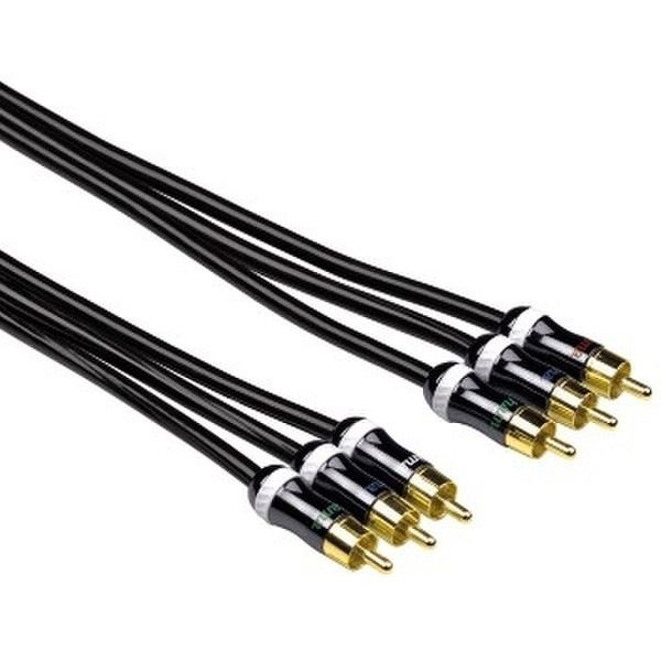 Hama ProClass YUV Cable, 3 RCA - 3 RCA, metal, 1.5 m 1.5м 3 x RCA Черный компонентный (YPbPr) видео кабель