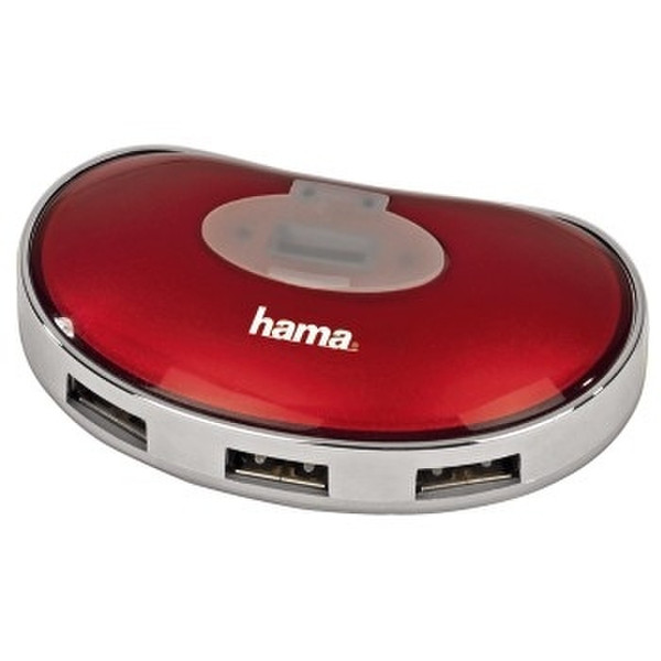 Hama USB 2.0 Hub 1:4, red Red interface hub