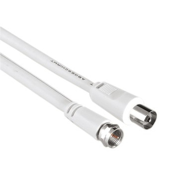 Hama Antenna Cable, F-plug - F-socket, 5 m 5m Weiß Koaxialkabel