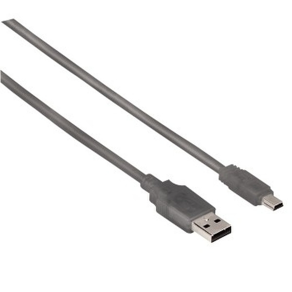Hama USB 2.0 Connection Cable, A-plug - mini B-plug (B5Pin), 1.8 m, grey 1.8м USB A Mini-USB B Серый кабель USB