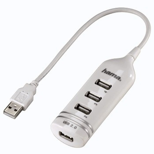 Hama USB 2.0 Hub 1:4, white Weiß Schnittstellenhub