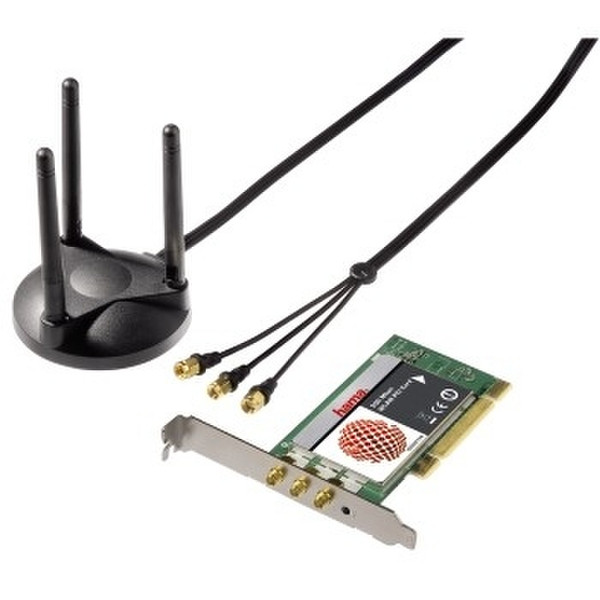 Hama WLAN PCI Card 300 Mbps, flexible antenna Внутренний 300Мбит/с сетевая карта