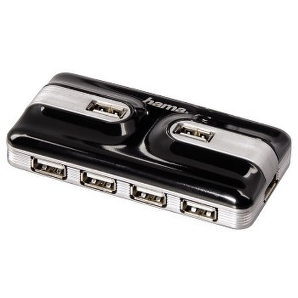 Hama USB 2.0 Hub 1:7, black/silver Schwarz, Silber Schnittstellenhub
