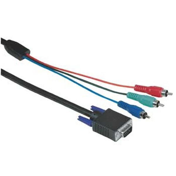 Hama Video Connecting Cable 3 RCA Plugs-HDD Plug, 15- pins, 2 m 2m VGA (D-Sub) 3 x RCA Schwarz