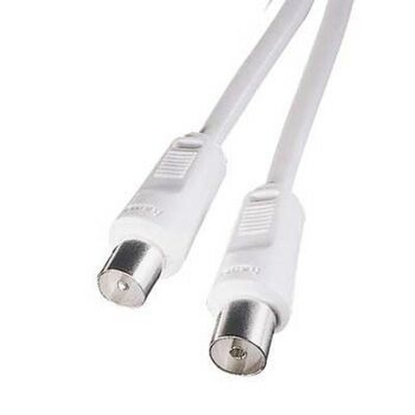 Hama Antenna Cable Coaxial Male Plug - Coaxial Female Jack, 10 m, 85 dB 10m M F Weiß Koaxialkabel