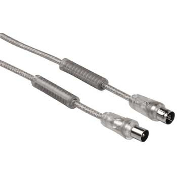 Hama Antenna Cable w/ Ferrite Cores 90 dB, 3 m, Transparent Silver 3m M F coaxial cable