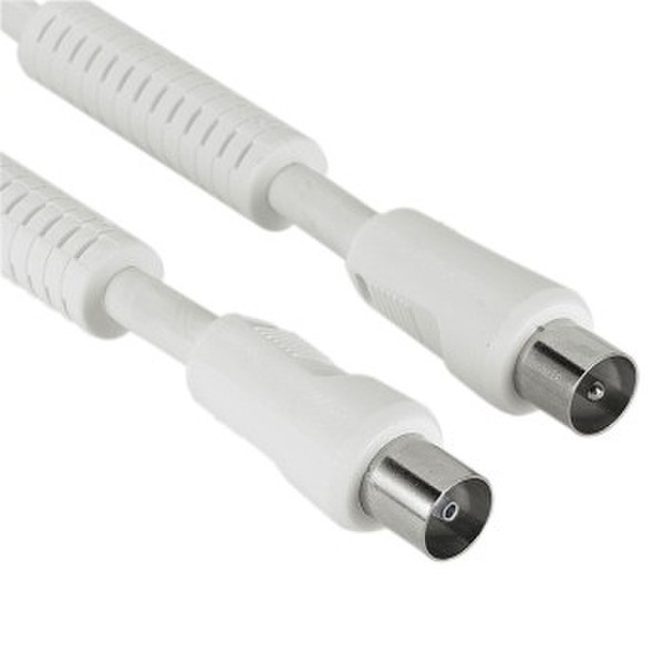 Hama Antenna cable w/ ferrite cores 90 dB, 10 m, white 10m M F Weiß Koaxialkabel