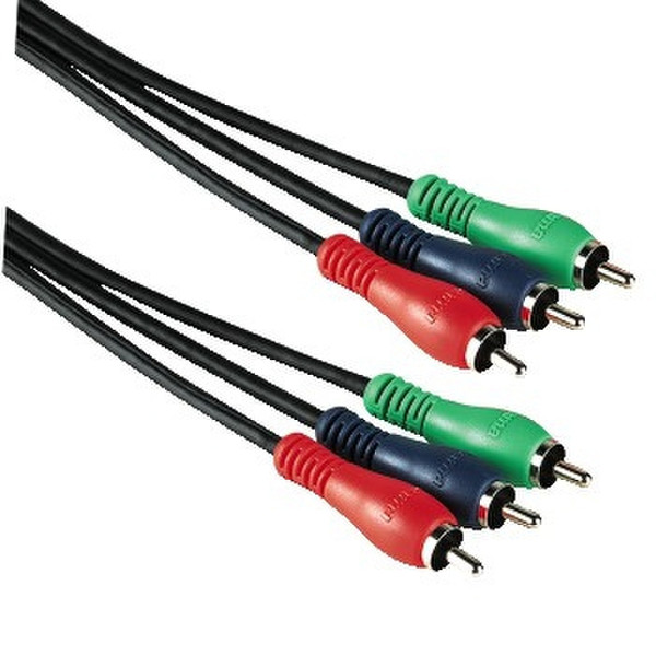 Hama YUV Connection Cable, 3 RCA (Phono) Plugs - 3 RCA (Phono) Plugs, 1 m 1м 3 x RCA 3 x RCA Черный компонентный (YPbPr) видео кабель