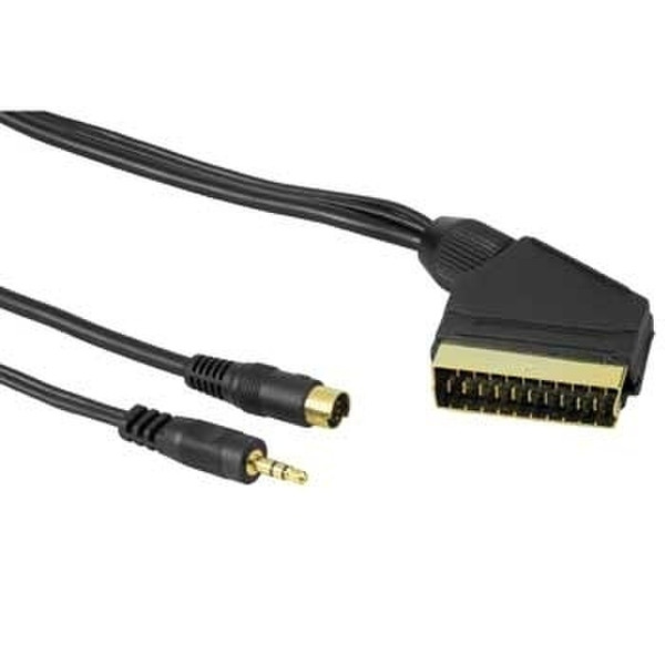 Hama DVD Cable S-Video - Scart, 3 m 3m S-Video (4-pin) + 3.5mm SCART (21-pin) Schwarz