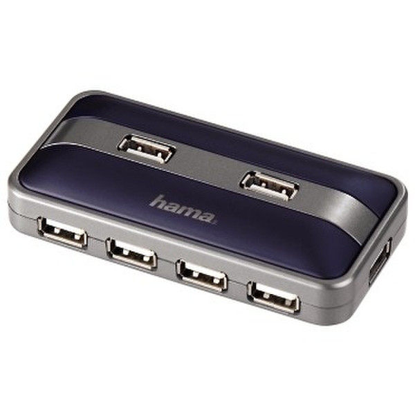 Hama USB 2.0 Hub 1:7, blue/anthracite Blau Schnittstellenhub