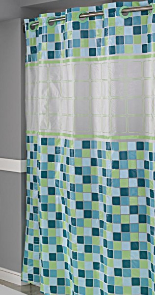 Focus Electrics Hookless Grommet EVA (Ethylene Vinyl Acetate),Polyester Multicolour shower curtain