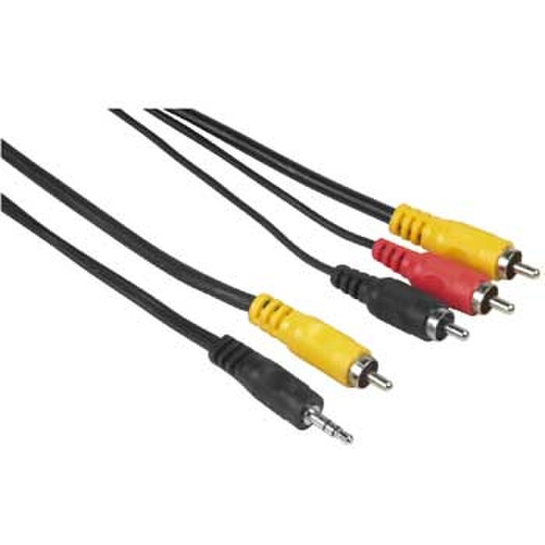 Hama Connection Cable 3 RCA (phono) Plugs - RCA (phono)/Stereo Plug, 1.5m 1.5m Schwarz