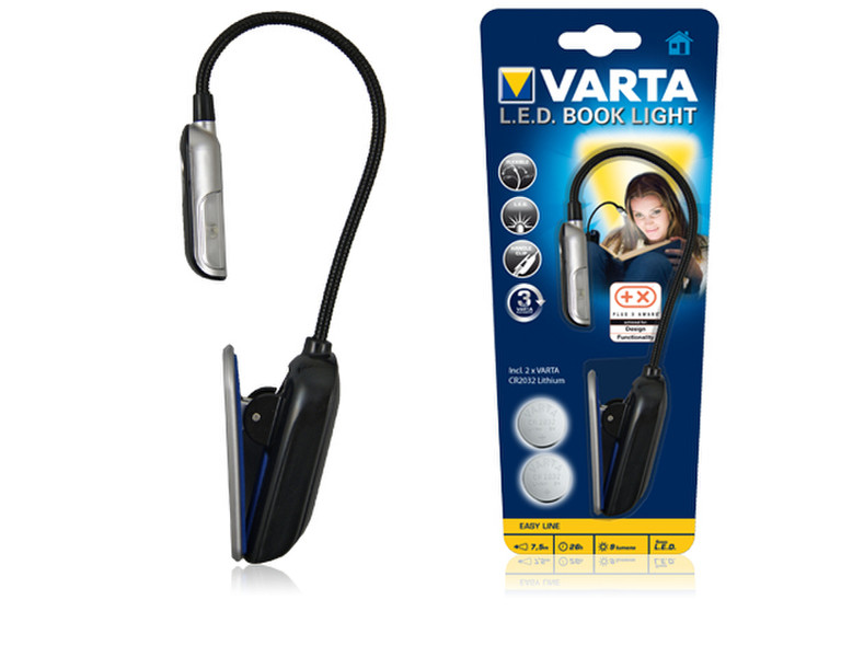 Varta 16618 Clip flashlight LED Черный, Cеребряный электрический фонарь