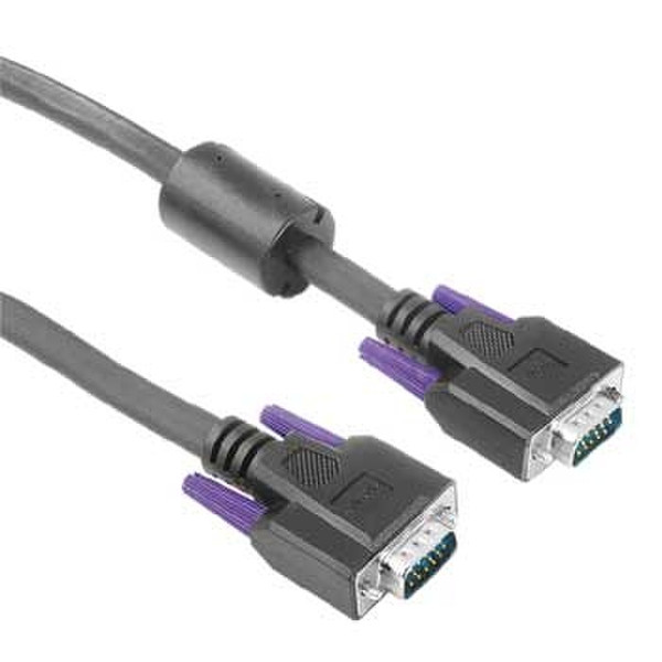 Hama Monitor VGA Con. Cable, 15-pin HDD - 15-pin HDD Male Plug, Black, 3 m 3m VGA (D-Sub) VGA (D-Sub) Schwarz VGA-Kabel