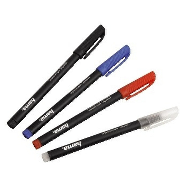 Hama CD/DVD Marker, 4 parts set, Black, Red, Blue + Erasing Pen маркер