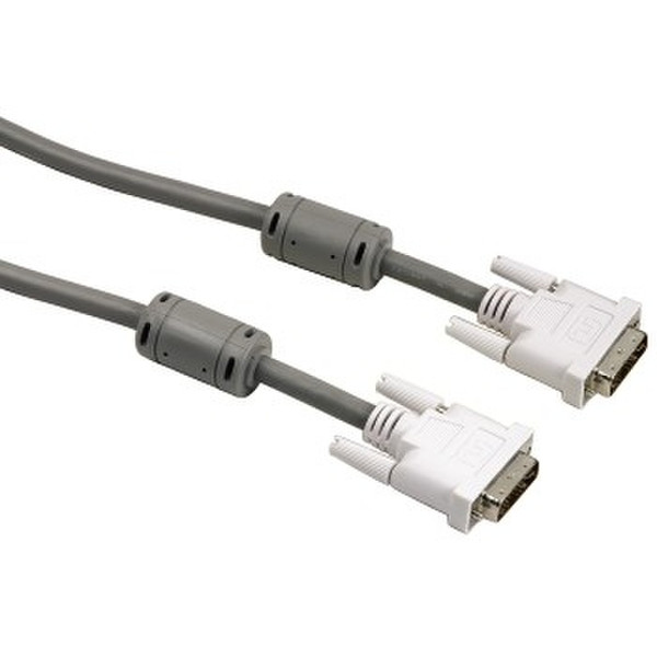 Hama DVI Connecting Cable Single Link, DVI-Plug - DVI-Plug 1.8m 1.8м Серый DVI кабель