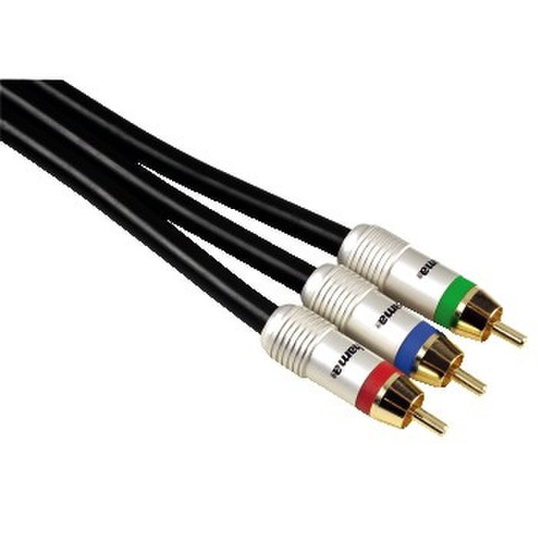 Hama YUV Connection Cable 3 RCA (phono) Plugs - 3 RCA (phono) Plugs, 3 m 3m 3 x RCA 3 x RCA Black component (YPbPr) video cable