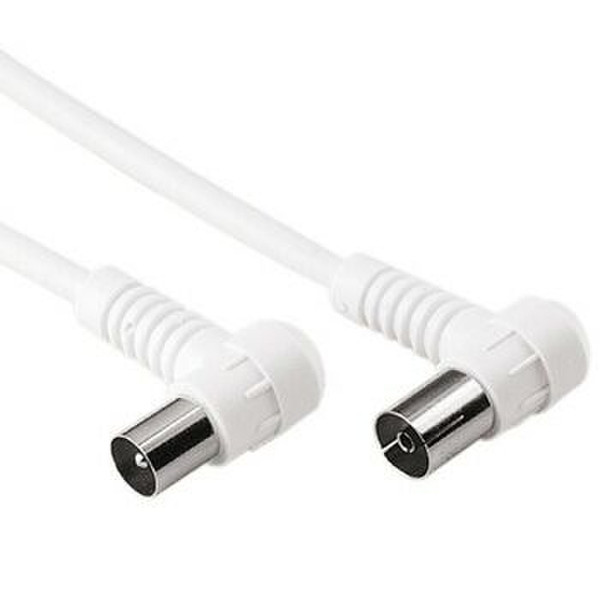 Hama Ant. Cable Coaxial Male Plug(Angle) - Coaxial Female Jack(Angle), 10 m 10m M F Weiß Koaxialkabel