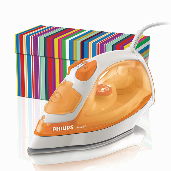 Philips PowerLife GC2960/55 Steam iron SteamGlide soleplate 2400W Orange,White iron