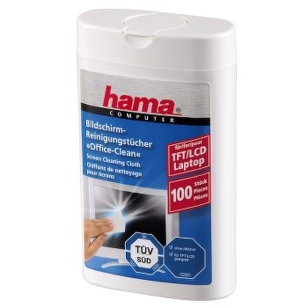 Hama Cleaning Cloths for LCD/TFT Screens, 100 pieces in a dispenser LCD/TFT/Plasma Equipment cleansing wet & dry cloths