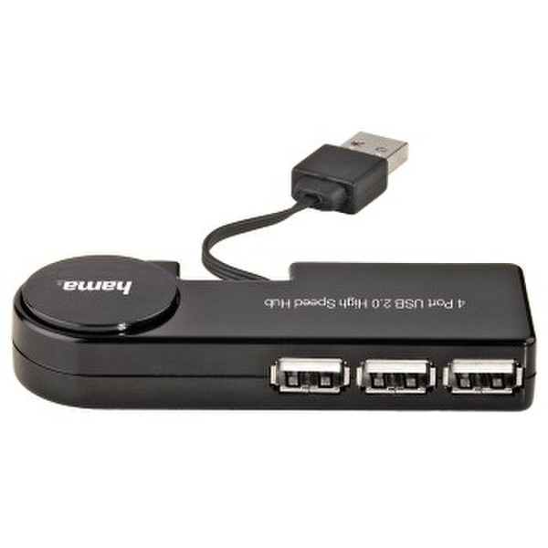 Hama USB 2.0 Hub 1:4, black Schwarz Schnittstellenhub