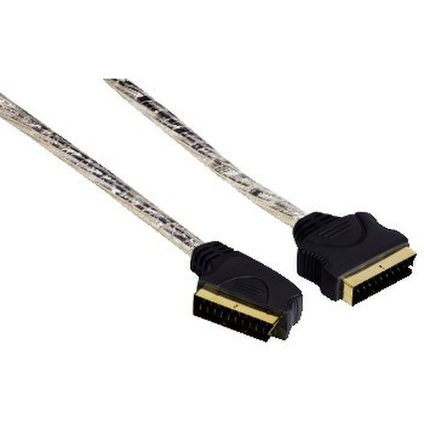 Hama Connection Cable Scart Plug ((90° - small) - Scart Plug, 1.5 m 1.5м SCART (21-pin) SCART (21-pin) Cеребряный SCART кабель
