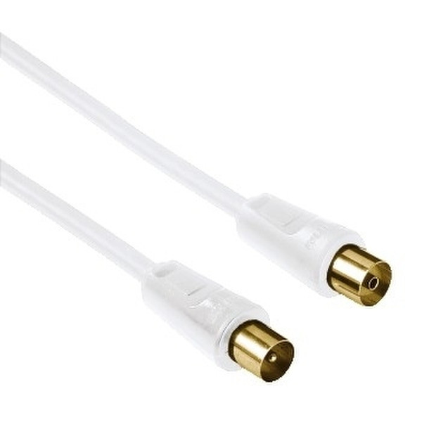 Hama Antenna Cable Coaxial Male Plug - Female Jack, 10m, 85dB, gold-plated 10m F M White coaxial cable