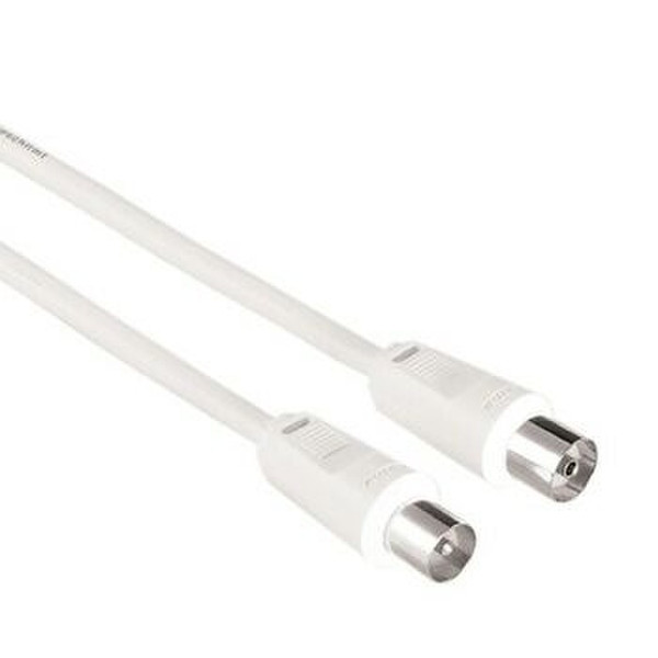 Hama SAT Cable, Coax Plug - Coax Socket, 3 m 3м Белый коаксиальный кабель