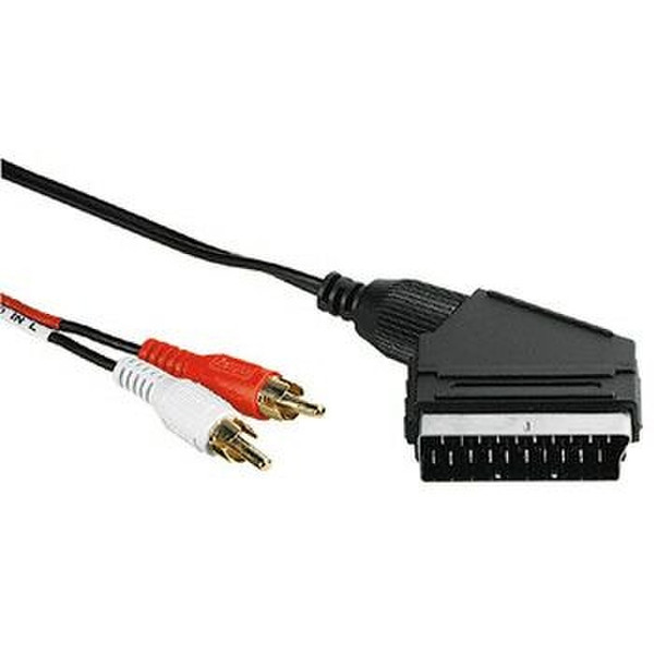 Hama Video Connecting Cable Scart Plug - 2 RCA (phono) Plugs, 2 m 2m SCART (21-pin) 2 x RCA Black