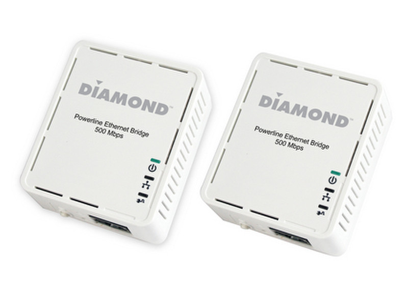 Diamond Multimedia HP500AV 500Мбит/с Подключение Ethernet Белый 2шт PowerLine network adapter