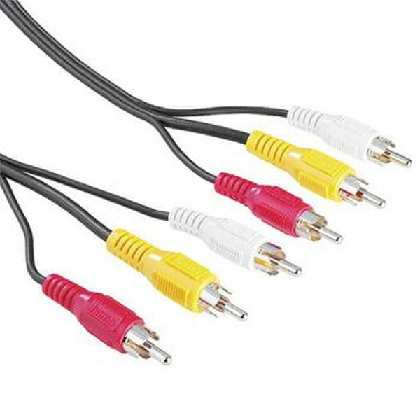 Hama Video Cable 3 RCA (phon) Plugs - 3 RCA (phono) Plugs, 10.0 m 10m 3 x RCA RCA 3x Black composite video cable