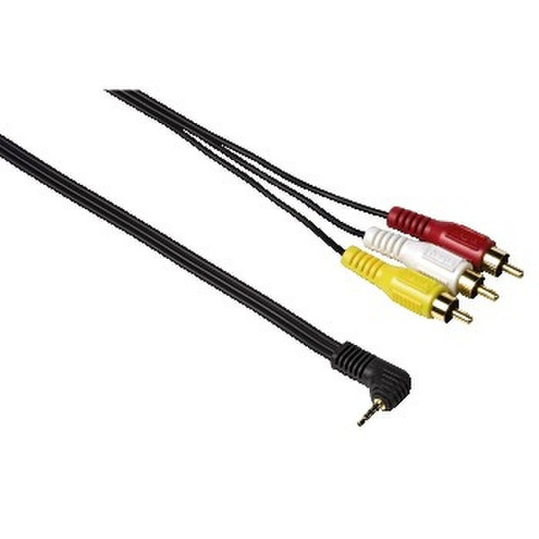 Hama Connecting Cable 2.5 mm Jack Plug, 4-pin. - 3 RCA (phono) Plug, 1.5 m 1.5m Black camera cable