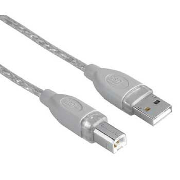 Hama USB Connection Cable A-Plug - B-Plug, grey, 5.0 m 5m USB A USB B Grey USB cable