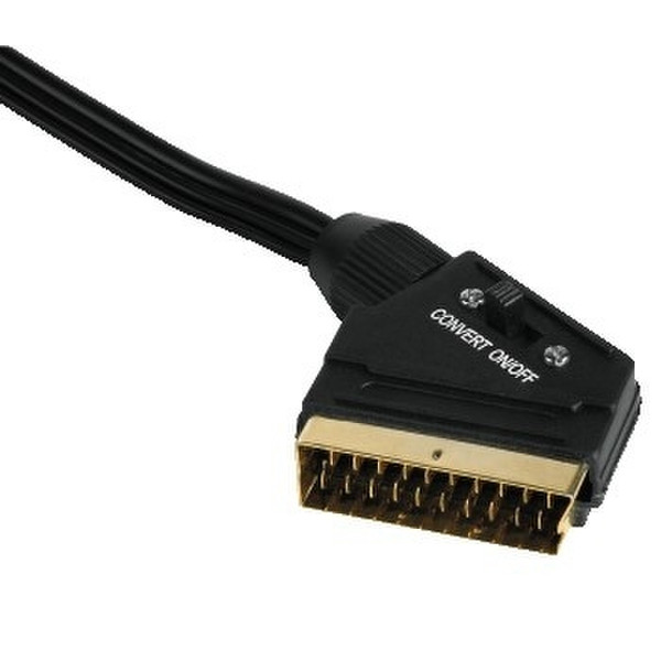 Hama Universal PC-TV Connection Cable, 10.0 m 10m S-Video (4-pin) + 3.5mm SCART (21-pin) Schwarz