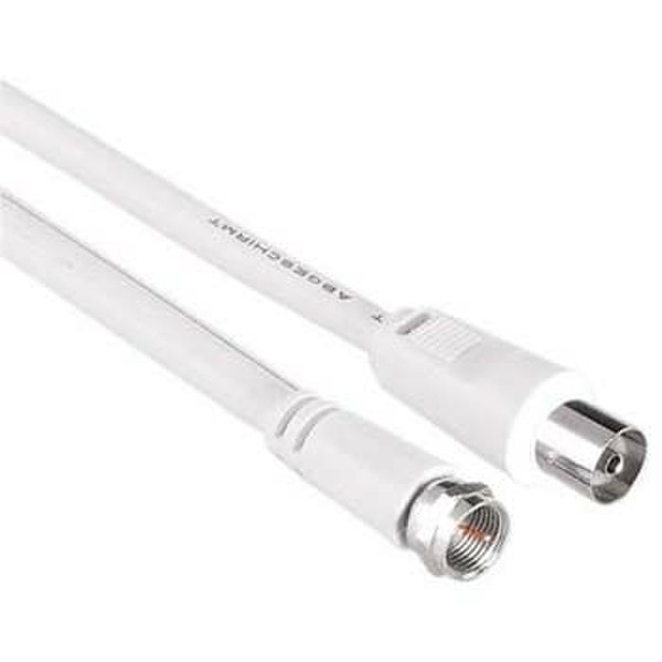 Hama Satellite Connection Cable, F-Plug - Coaxial Socket, 3 m 3m White coaxial cable