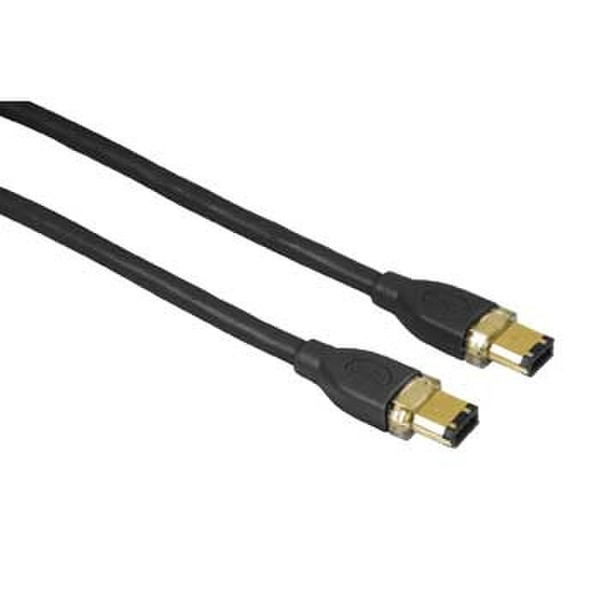 Hama FireWire Cable IEEE1394a 6-pin Plug - 6-pin Plug, 2m, black 2m Schwarz Firewire-Kabel