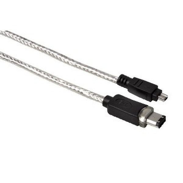 Hama Video Connecting Cable IEEE1394 AV Male Plug 4-pin - 6-pin, 2 m, Transparent 2m firewire cable