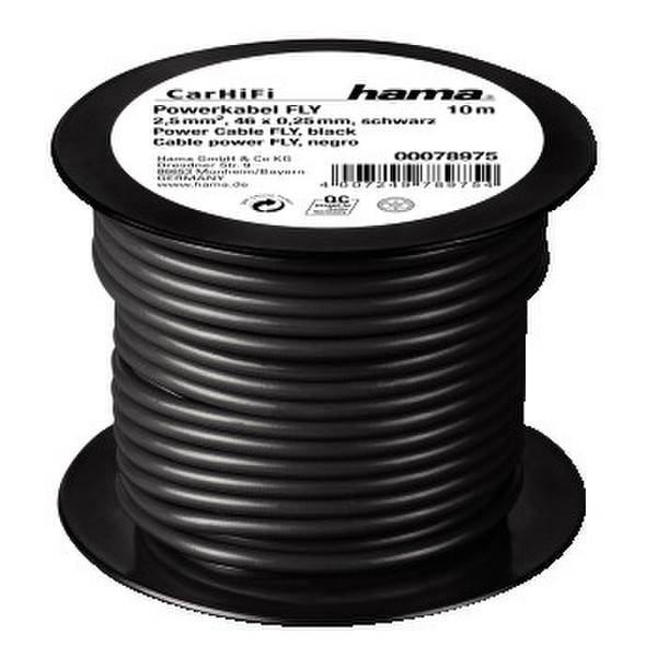Hama Power Cable FLY 2,5 mm², Black, 10 m 10м Черный кабель питания
