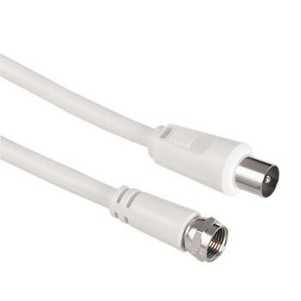 Hama SAT Connecting Cable F-Plug - Coaxial Plug, 1.5 m 1.5m White coaxial cable