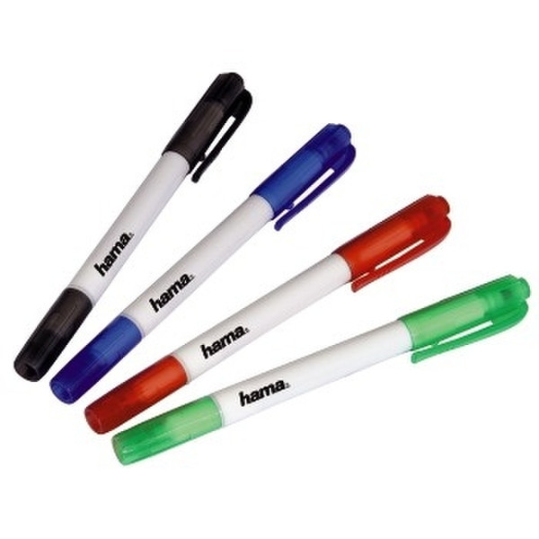 Hama CD/DVD Pens, 4 pcs./set, double-ended S/L, black, blue, red, green маркер