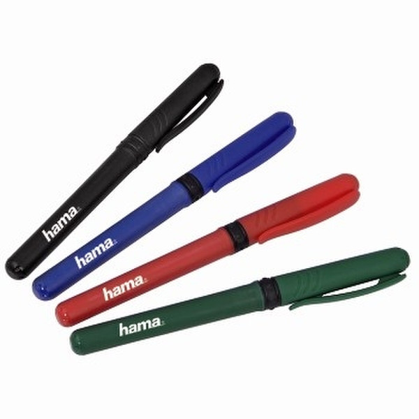 Hama CD/DVD Pens, 4 pcs./set, S, rubber-coated, black, blue, red, green marker