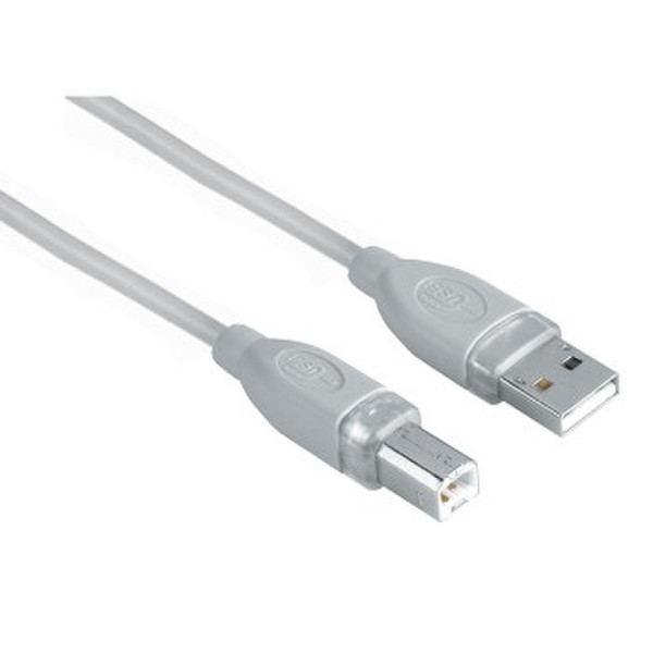 Hama USB Connection Cable A-Plug - B-Plug, grey, 1.8 m 1.8m USB A USB B Grey USB cable