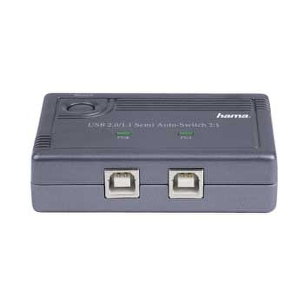 Hama USB 2.0 Data Switch 1:2 480Mbit/s Grau Schnittstellenhub