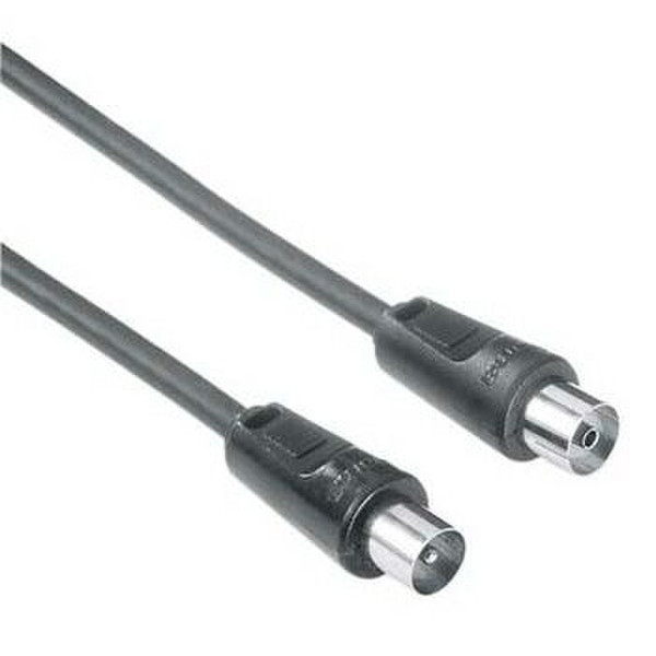 Hama Antenna Cable Coaxial Male Plug - Coaxial Female Jack, 5 m, 85 dB 5m M F Black coaxial cable