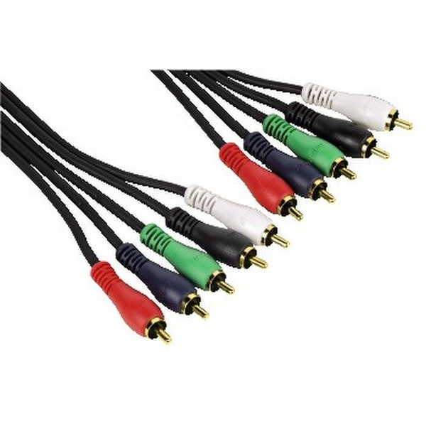 Hama YUV Connection Cable YUV + Audio 5 RCA Plugs - 5 RCA Plugs 1.5 m 1.5m 5 x RCA Schwarz Component (YPbPr)-Videokabel