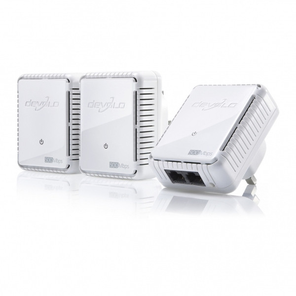 Devolo dLAN 500 duo, Network Kit 500Mbit/s Eingebauter Ethernet-Anschluss Weiß 3Stück(e) PowerLine Netzwerkadapter