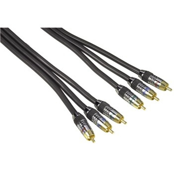 Hama YUV Connection Cable 3 RCA (phono) Plugs-3 RCA (phono) Plugs,chrome, 3m 3м 3 x RCA 3 x RCA Черный компонентный (YPbPr) видео кабель